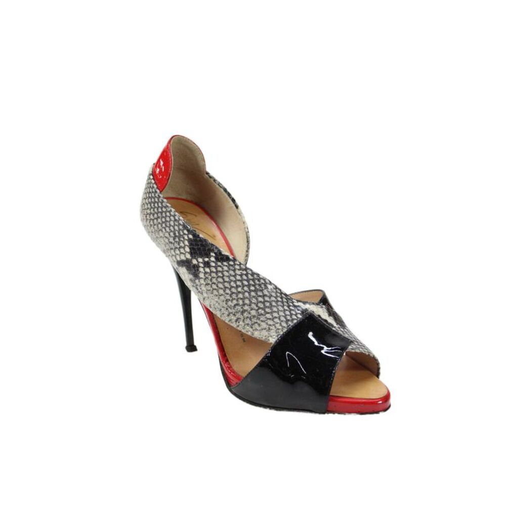 Giuseppe Zanotti Design Womens Snakeskin Print Pumps Black Red Size 39 9